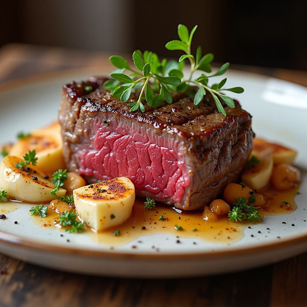 Australian wagyu beef fine dining presentation
